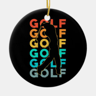 Retro Golfer Ceramic Ornament