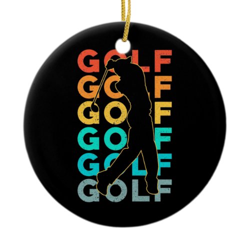 Retro Golfer Ceramic Ornament