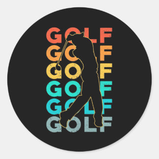 Retro Golfer Classic Round Sticker