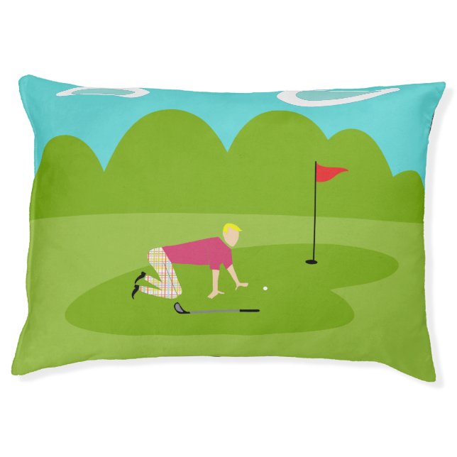 Retro Golfer Dog Bed (Front)