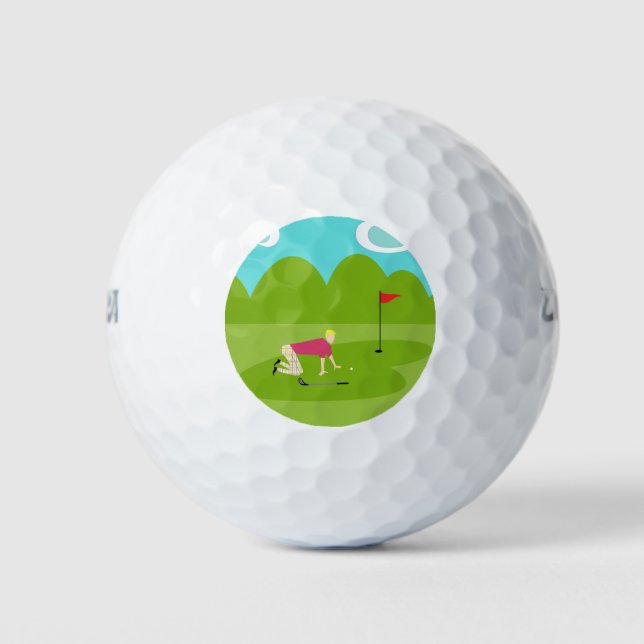 Retro Golfer Golf Ball (Front)
