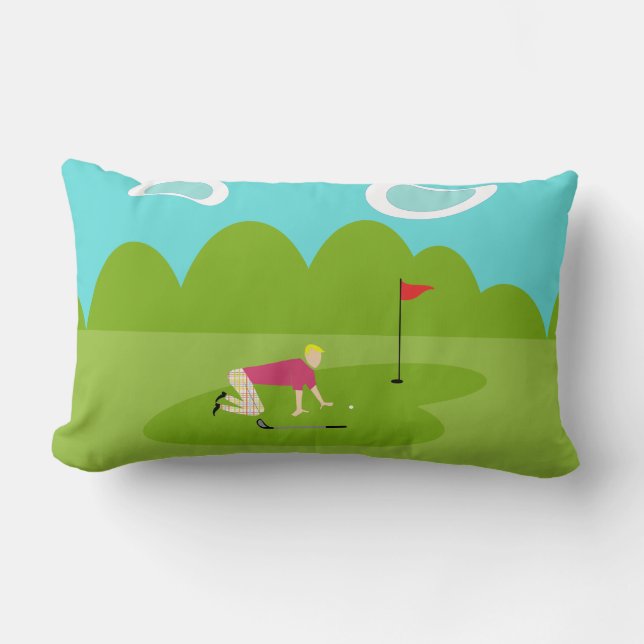 Retro Golfer Lumbar Pillow (Front)