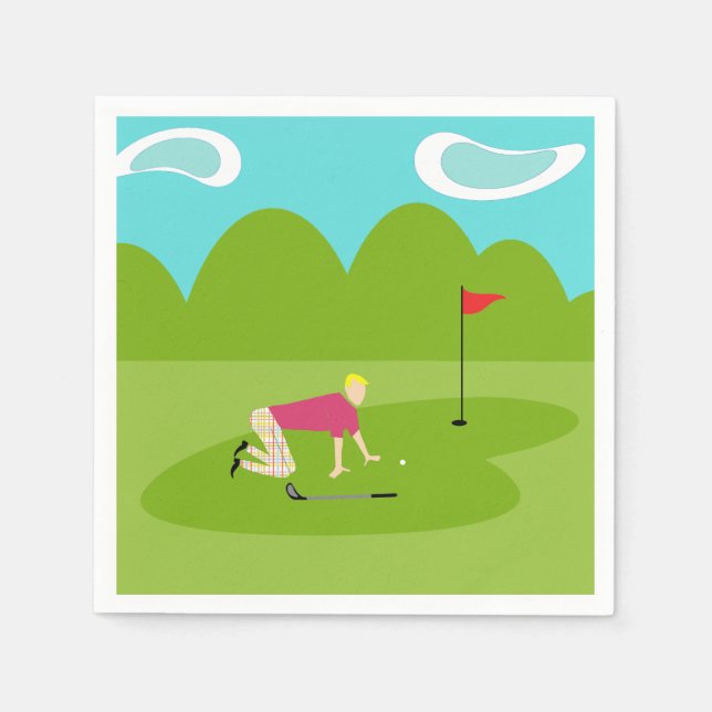 Retro Golfer Paper Napkins (Front)