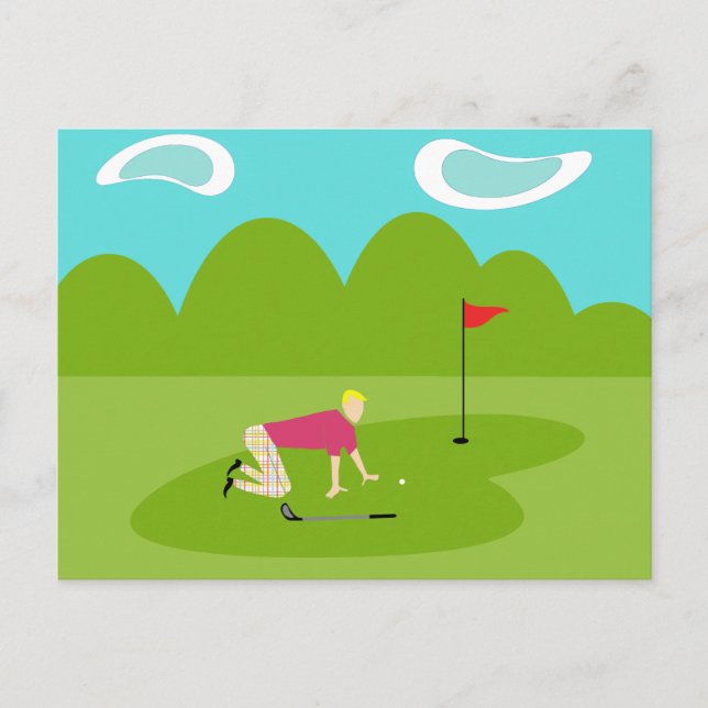 Retro Golfer Postcard (Front)