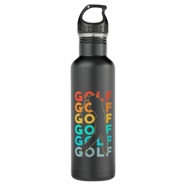 Retro Golfer Stainless Steel Water Bottle (Front)