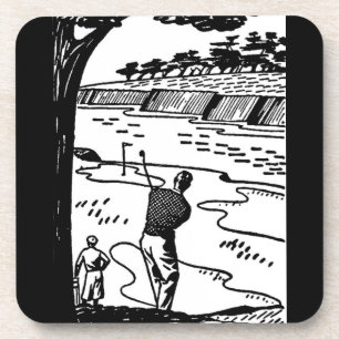 Retro Golfers Beverage Coaster