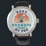 Retro Golfing Best Grandpa By Par Custom Watch<br><div class="desc">Retro Best Grandpa By Par design you can customize for the recipient of this cute golf theme design. Perfect gift for Father's Day or grandfather's birthday. The text "GRANDPA" can be customized with any dad moniker by clicking the "Personalize" button above. Can also double as a company swag if you...</div>