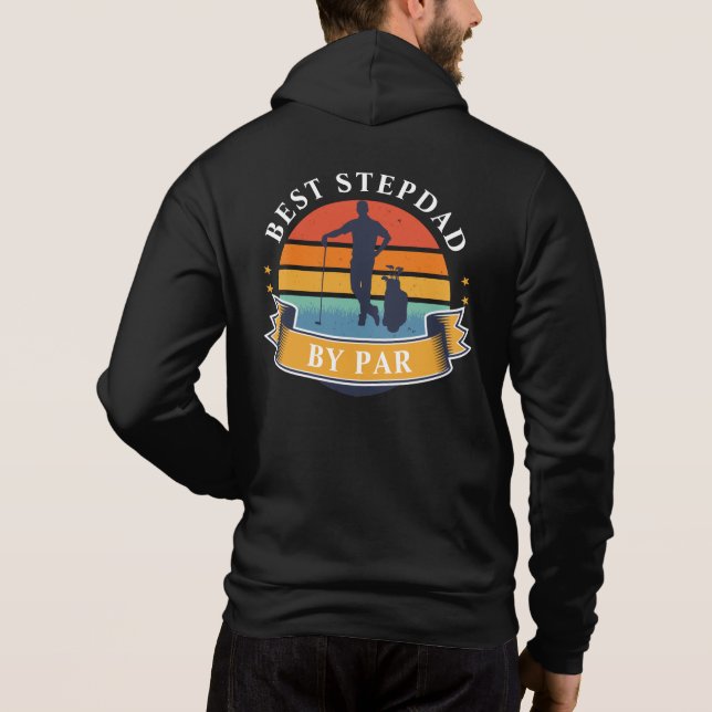 Retro Golfing Best Stepdad By Par Personalized Hoodie (Back)