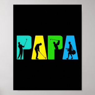 Retro Golfing Papa Golfer Shirt. Golf Gifts For Fa Poster