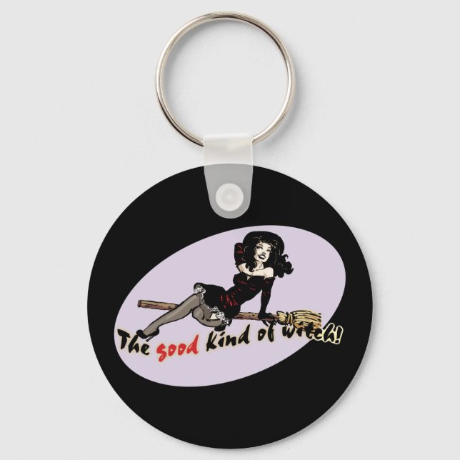 Retro Good Kind of Witch Keychain (Front)