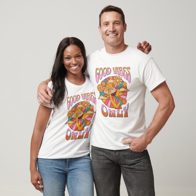 Retro Good Vibes Only Mushroom T-Shirt (Unisex)