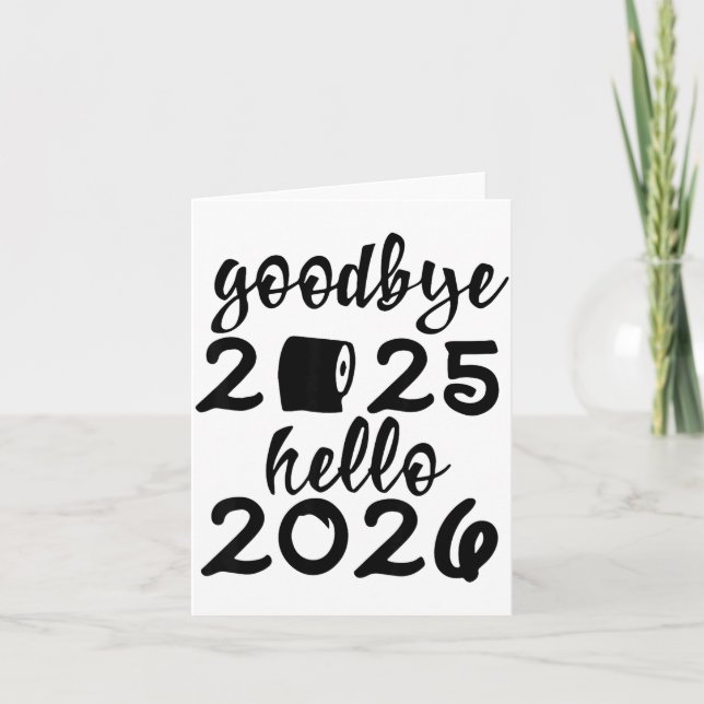Retro Goodbye 2025 Hello 2026 Happy New Year Party Card (Front)
