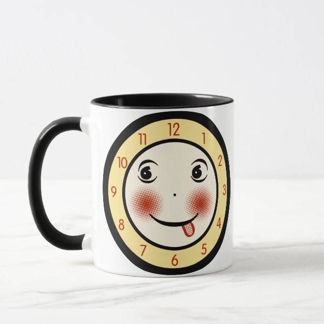 Retro Goofy Clock Face Mug (Left)