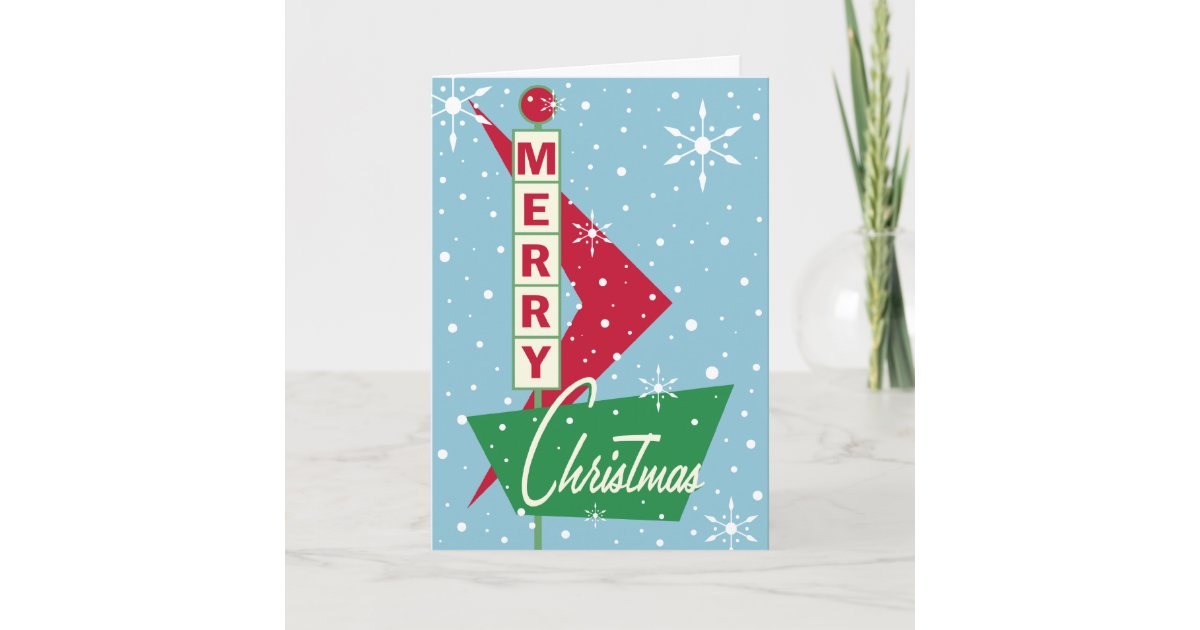 Retro Googie Merry Christmas Card Zazzle 