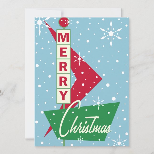 Retro Googie Sign Christmas Party Invitation (Front)