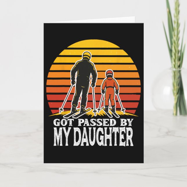 Retro Got Ped By My Daughter Funny Skiing Design  Card (Front)