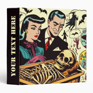 Retro Goth Couple Comics 3 Ring Binder