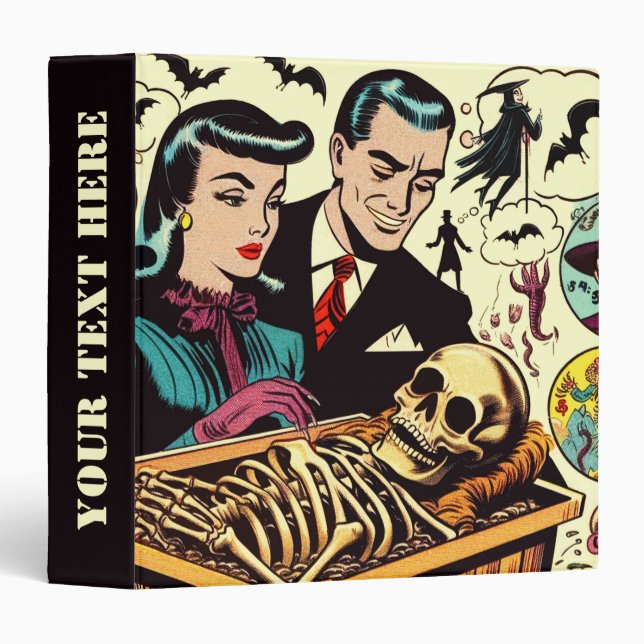 Retro Goth Couple Comics 3 Ring Binder (Front/Spine)