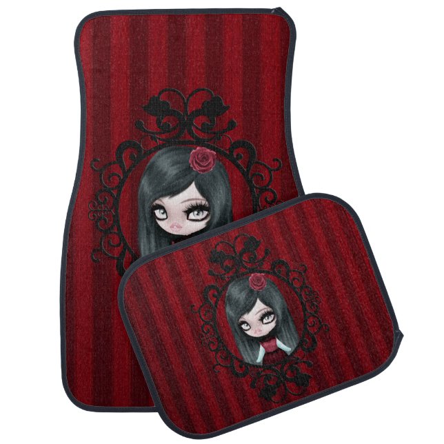 Retro Goth Gothic Doll Car Floor Mat (Set)