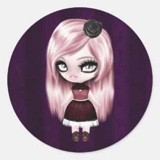 Retro Goth Gothic Doll Classic Round Sticker