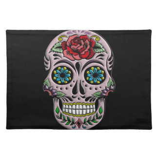 Retro Goth Sugar Skull Cloth Placemat