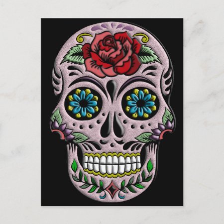 Retro Goth Sugar Skull Postcard