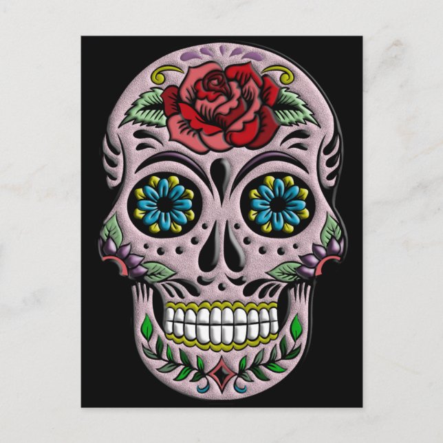 Retro Goth Sugar Skull Postcard (Front)