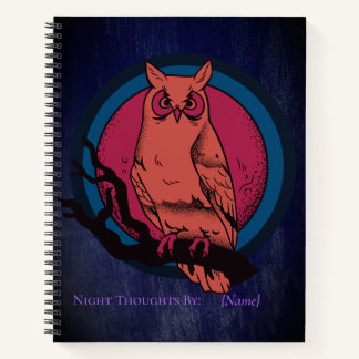Retro Gothic Night Owl Moon Spiral Notebook