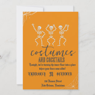 Retro Gothic Skull Dance Halloween Party Invitation