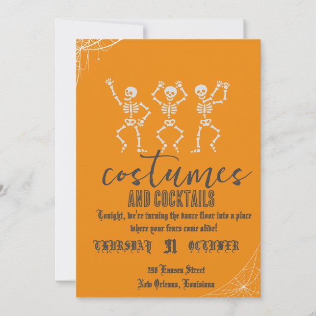 Retro Gothic Skull Dance Halloween Party Invitation (Front)