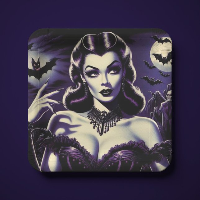 Retro Gothic Woman Paper Plates (Creator Uploaded)