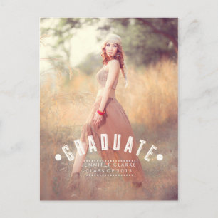 RETRO GRAD 2015 GRADUATION PARTY INVITATION POSTCARD