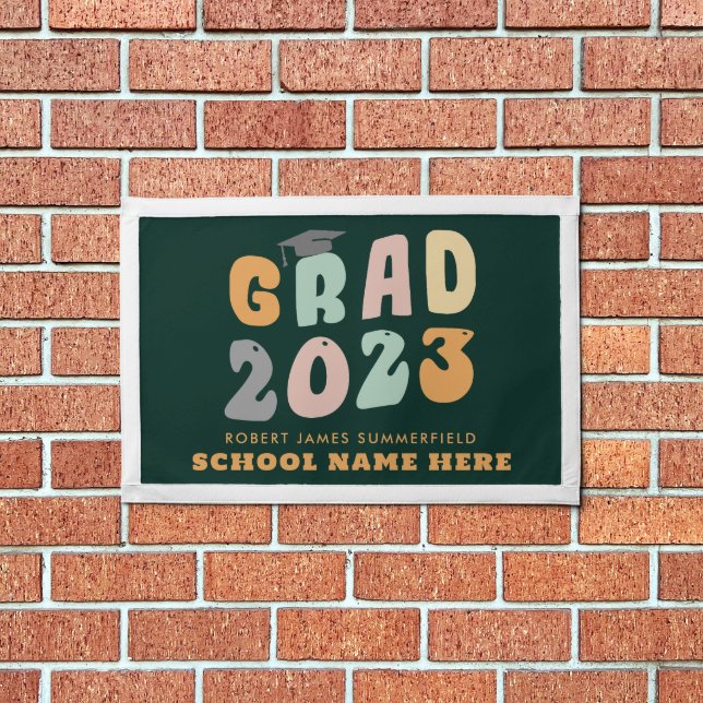 Retro Grad 2023 Graduation Personalized Keepsake Pennant (Insitu 1)