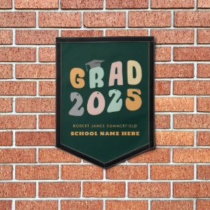 Retro Grad 2025 Graduation Keepsake Personalized Pennant