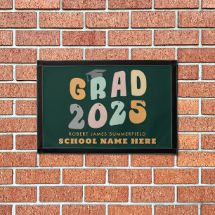 Retro Grad 2025 Graduation Keepsake Personalized Pennant