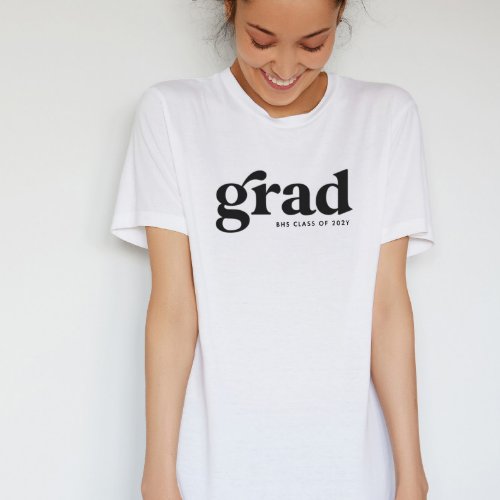 Retro grad cool simple black white graduation T_Shirt