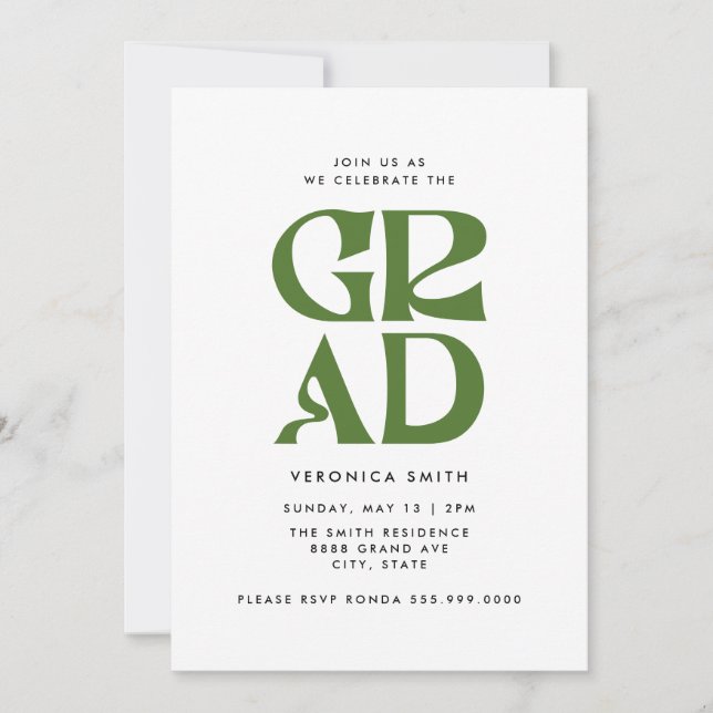 Retro Grad Graduation Party Invite (Front)