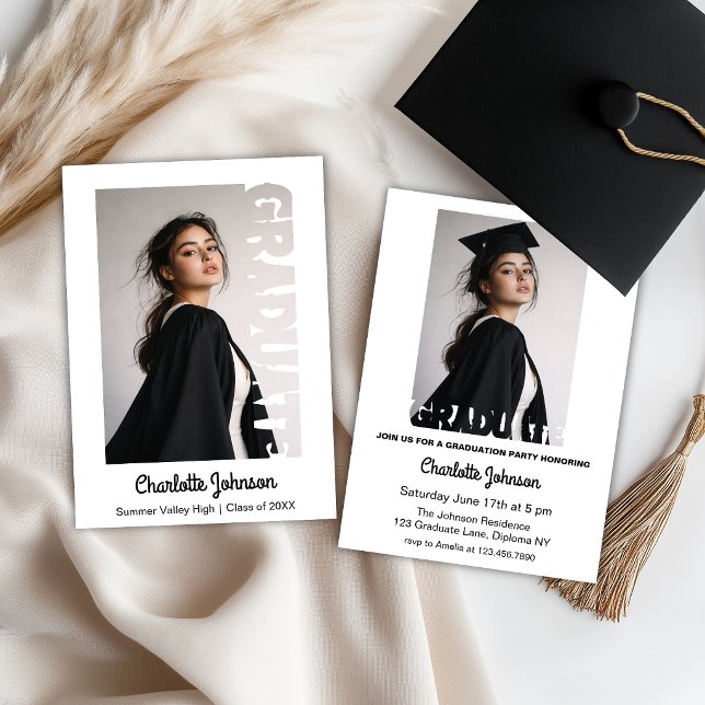 Retro Grad Typography Invitation Announcement Card (Creator Uploaded)