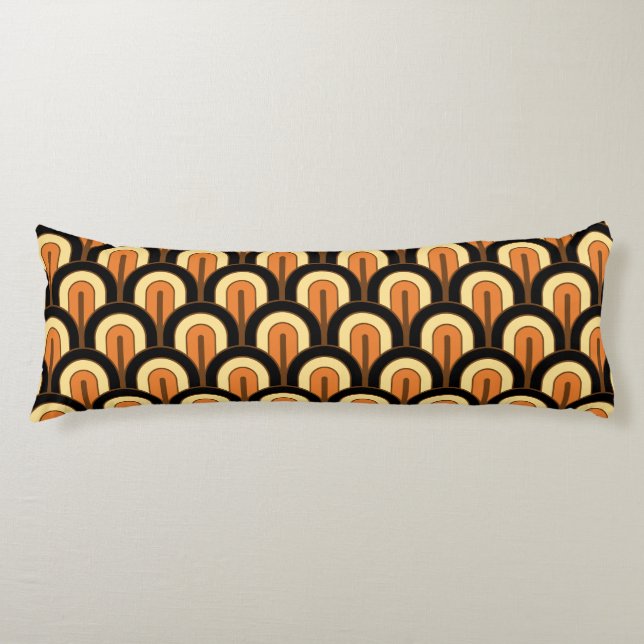 Retro Gradated Geometric Fan Pattern Body Pillow (Front)