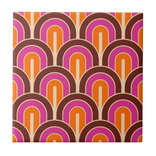 Retro Gradated Geometric Fan Pattern Ceramic Tile