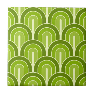 Retro Gradated Geometric Fan Pattern Ceramic Tile