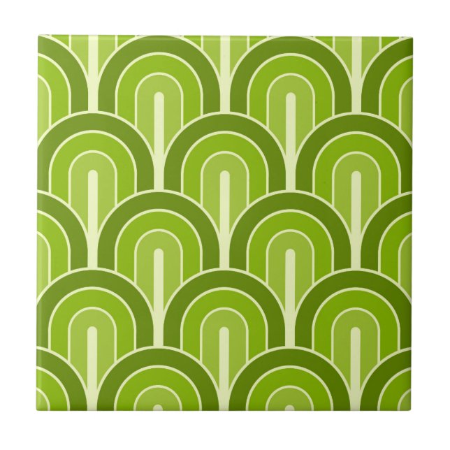Retro Gradated Geometric Fan Pattern Ceramic Tile (Front)