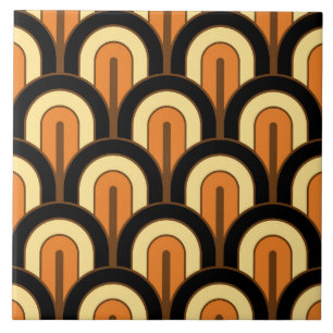 Retro Gradated Geometric Fan Pattern Ceramic Tile