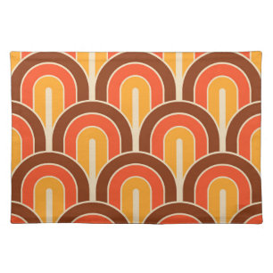 Retro Gradated Geometric Fan Pattern Cloth Placemat
