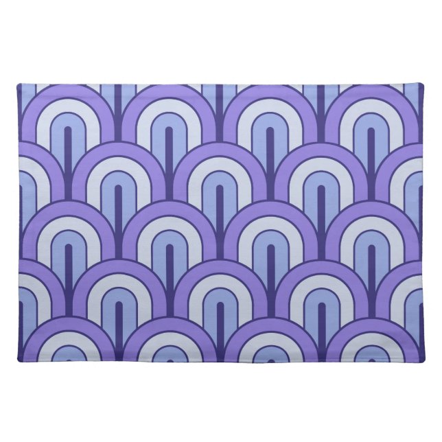 Retro Gradated Geometric Fan Pattern Cloth Placemat (Front)