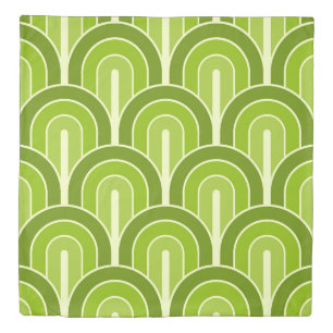 Retro Gradated Geometric Fan Pattern Duvet Cover