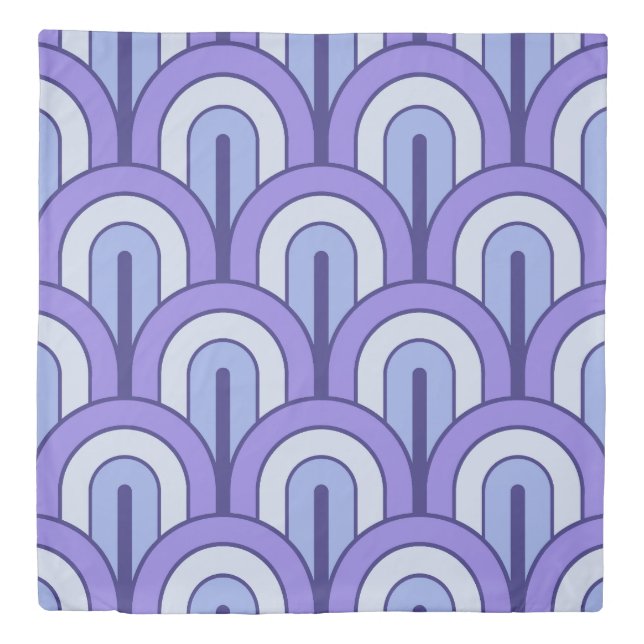 Retro Gradated Geometric Fan Pattern Duvet Cover (Front)