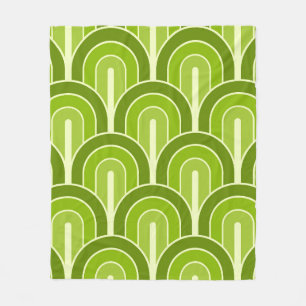 Retro Gradated Geometric Fan Pattern Fleece Blanket