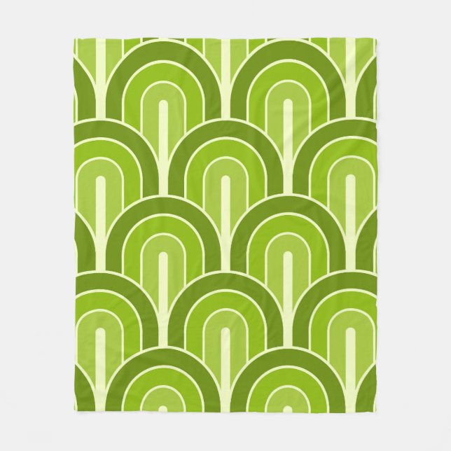 Retro Gradated Geometric Fan Pattern Fleece Blanket (Front)