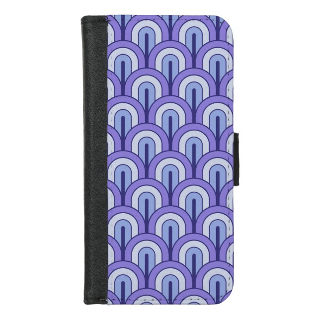 Retro Gradated Geometric Fan Pattern iPhone Wallet Case (Front)